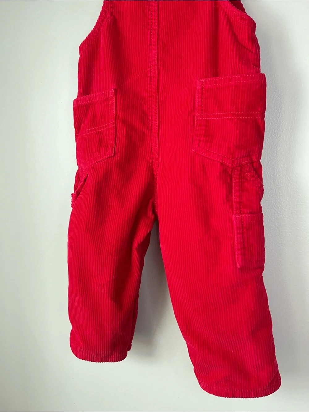 OshKosh B'gosh Toddler 18M Vibrant Red Corduroy Overalls Unisex Lined Dungarees